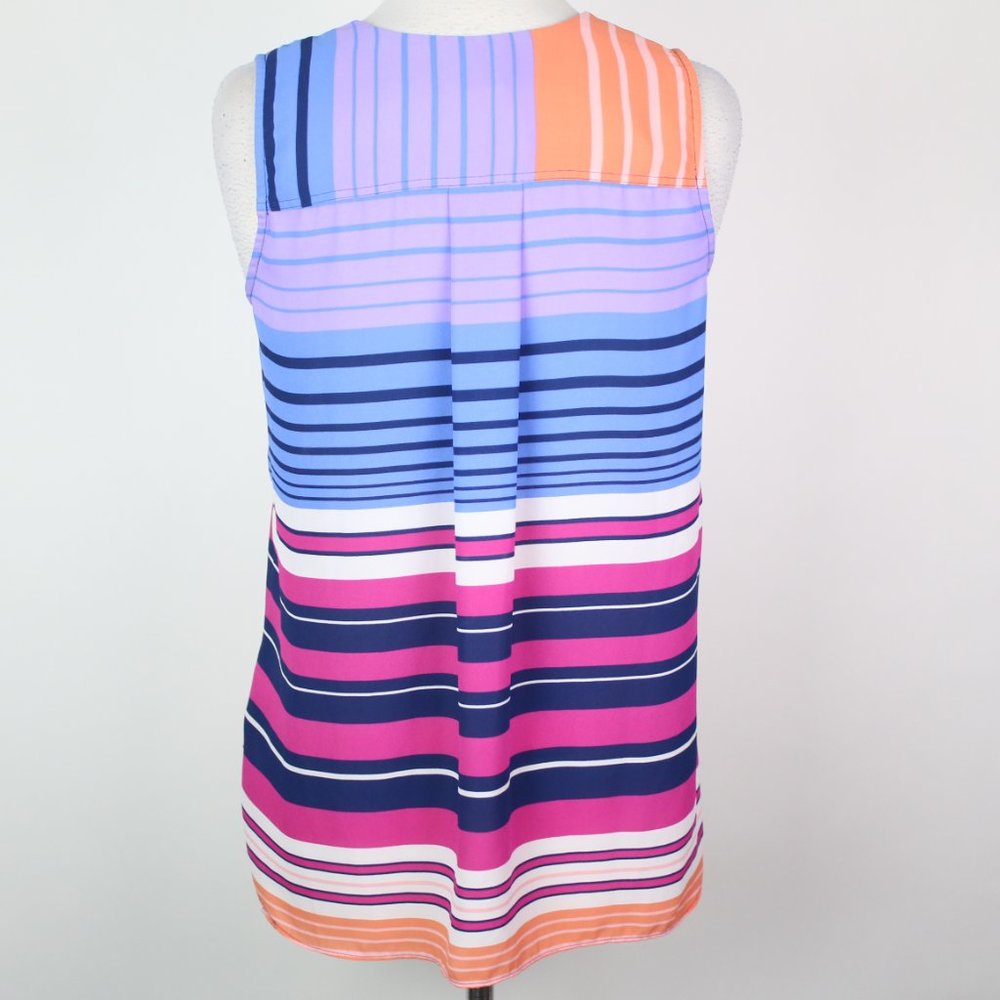 Jones & Co Jones New York Womens Small Colorblock Striped Sleeveless Blouse Top - Picture 2 of 4